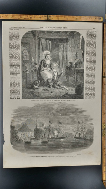 Laying the Submarine(underwater) Cable between Kurrachee and Aden. Landing at Muscat Cove. Cross Purpose Kate Swift. Large Antique Engraving