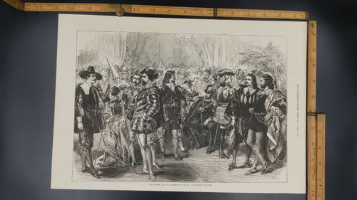 Fancy Dress Ball at Marlbrough House Gentlemen's House Costumes Large Antique Engraving