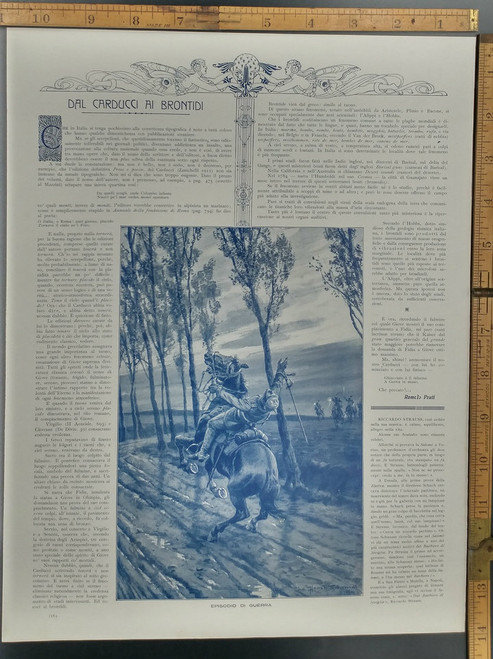WW1 Rider shoot of his horse. Great WWI art.  Original Antique Print 1915