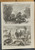 Terrific contest of the wild beasts of a menagerie liberated by a railway accident. American Poultry Society, New York. Original Antique Print 1867.