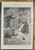 Christmas greetings: "All things come to him who waits." Mean old man yelling at a performer in the snow covered street. Original Antique Print from 1895.