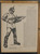 A military man wearing a pickelhauben and holding his rifle. Der pratzen-nazi von M. Feldbauer. Original Antique German Jugendstil print from 1902.