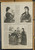 Ladies postilion-Basque wrapper with cut paper pattern. Girl with a doll and ladies around a fireplace. Original Antique woodcut engraving, print from 1872.