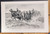  Art from the fighting in the battle of Galicia, Hungarian troops with horses running through rough terrain after a painting by Ludwig Rod. Original Antique German World War One era print from 1915. WW1 WWI