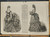 A woman wearing an elegant evening dress and another wearing a postilion-basque Polynaise, with apron front and adjustable Demi trained skirt. Original Antique  print from 1872.