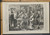The English laborers home evening: a crowded scene, man with an axe, children on the floor playing with their toys, a woman breastfeeding and more. Original Antique  print from 1872.