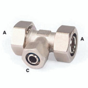 M8018 Maxline Composite, 1 inch Diameter, Reducing Tee, 3/4 inch Tubing, Drop Leg