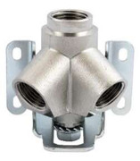 45 Deg Dual Outlet  3/4" NPTF x 1/2" NPTF Female