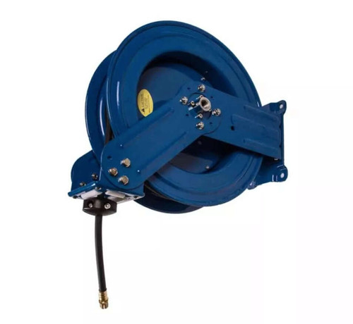 R-03050 Hose Reel, Rapidair, 3/8 inch x 50 foot, 1/2 inch Inlet x 1/4 inch NPT Outlet,  Blue, Dual Arm, All Metal