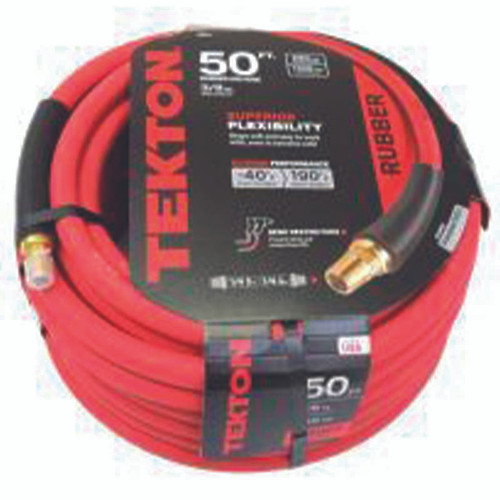 F0350 Hose, 3/8 inch x 50 foot Air Hose, 1/4 inch Male NPT Ends, Rubber, Tekton