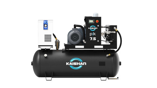 Kaishan PK 5 HP 150 PSI 208V 3-Phase Tank Mount Rotary Screw Air Compressor with Dryer