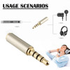 3.5mm Male to Female Extender Stereo Audio Connector 4-Pole TRRS Metal Socket Plug Supports Micrphone Headphone Gold Plated