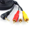 3.5mm AUX Male Elbow Plug to 3RCA Male Adapter Cable Gold Plated M/M Cord For Audio Video DVD Player HDTV TV