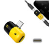 USB Type-C USB-C Splitter Headphone Audio And Power Supply Charging Adapter Connector Capsule Compact Design Yellow Black