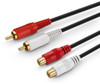 JSJ Premium 2RCA Extension Cable 1.8M Stereo Audio Red White Jack 2 RCA Male to Female Extending Cord Gold Plated For Speaker AMP TV Player Sound