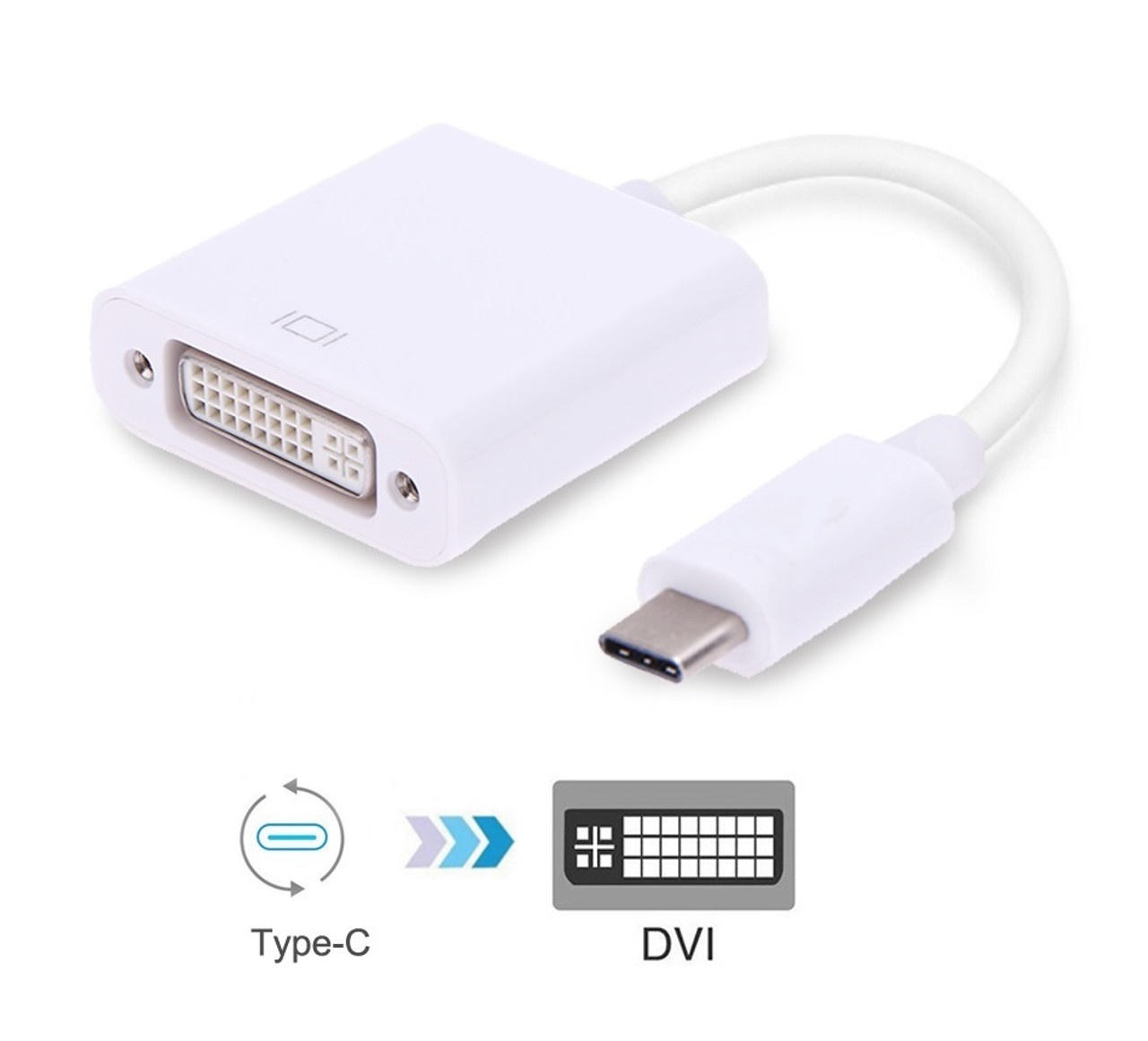 USB 3.1 Type-C Male to DVI Female Converter USB-C Thunderbolt 3 to DVI-I Display Adapter Full HD