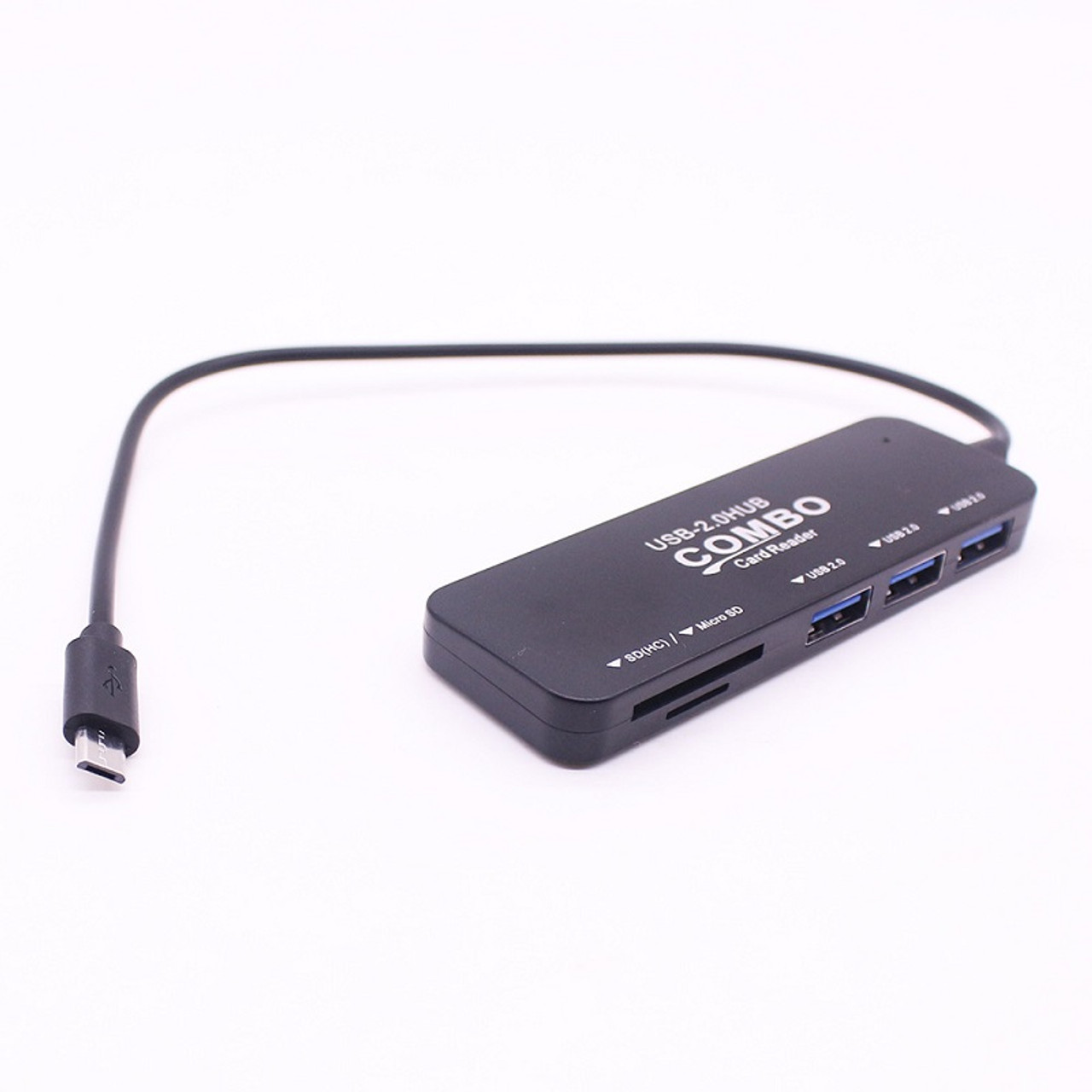 Micro USB Card Reader Plus USB HUB 2in1 Combo Adapter Supports SD SDHC SDXC TF Memory Cards