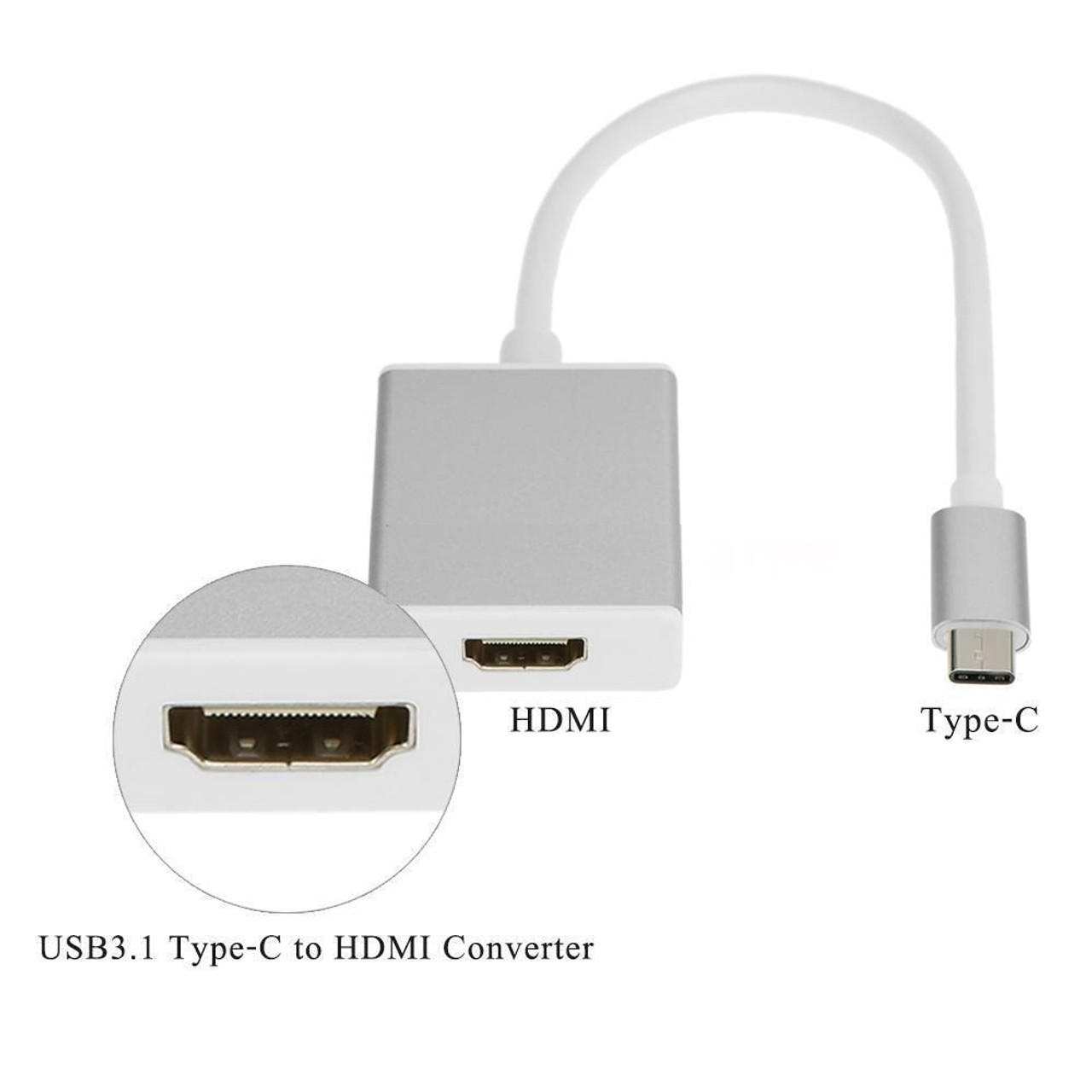 USB 3.1 Type-C Male to HDMI Female Adapter USB-C Thunderbolt3 Audio Video 4K 1080P HD Converter