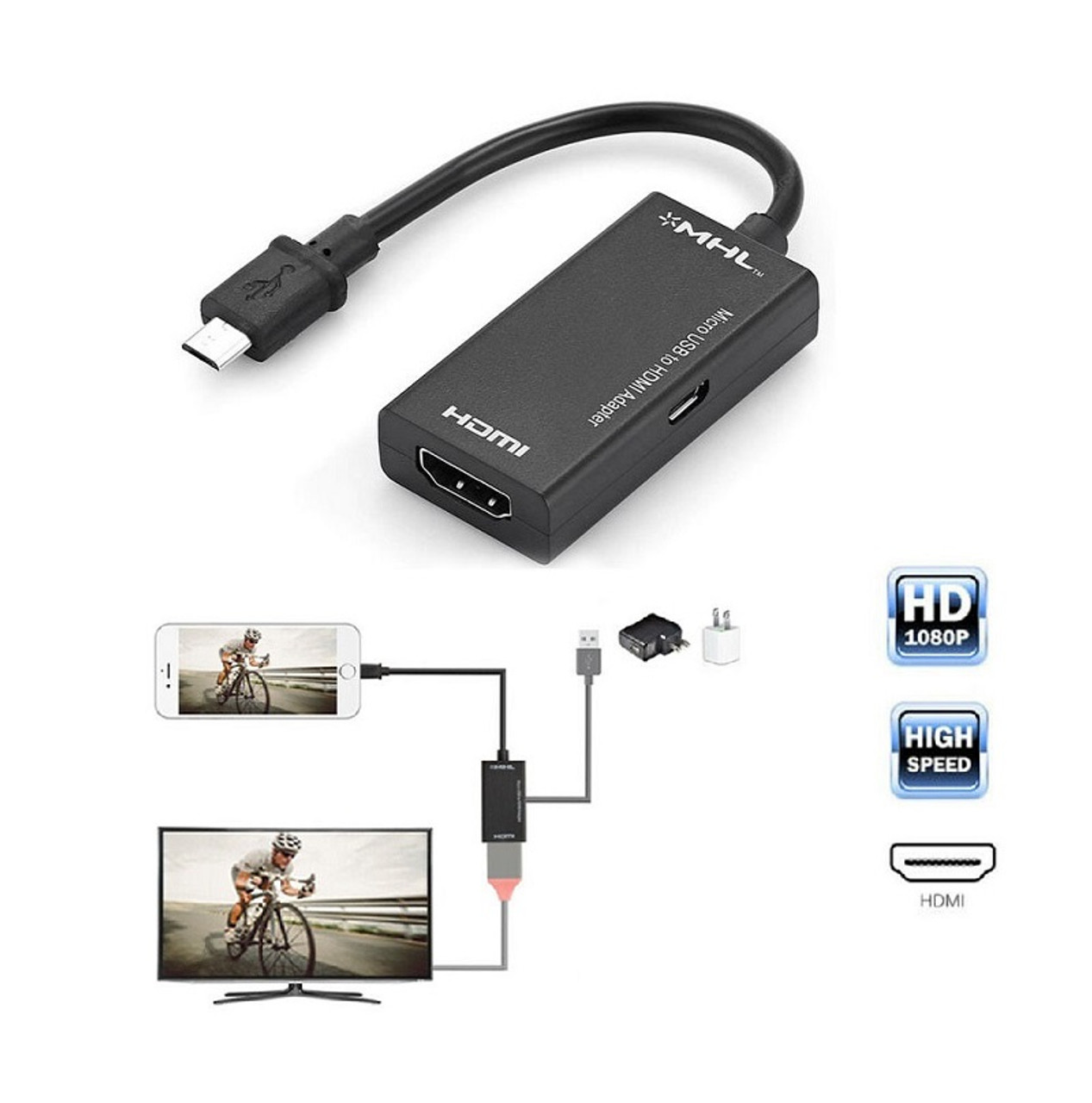 Micro USB (MHL) Male to HDMI Female Converter MHL Display Adapter 1080P Full HD