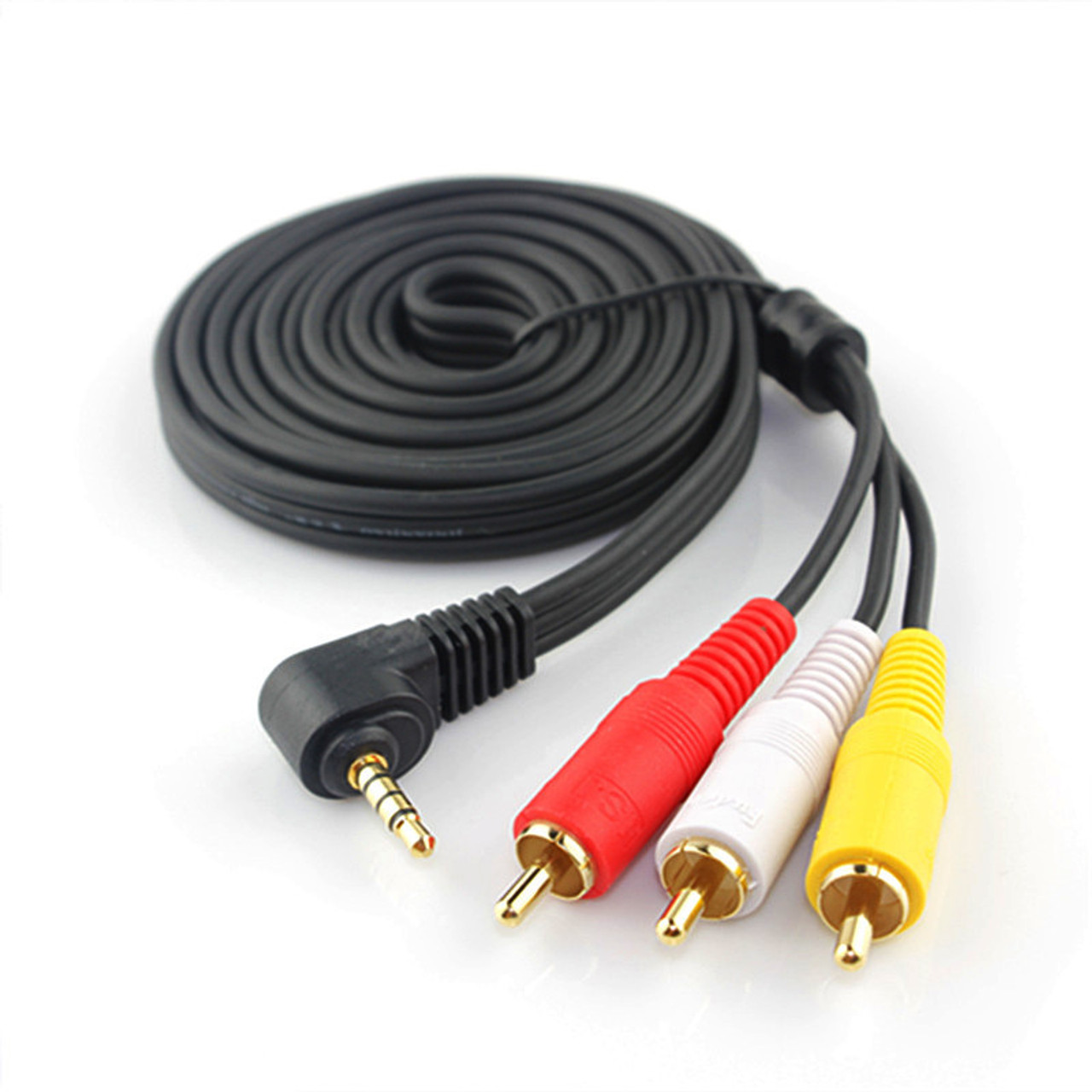 3.5mm AUX Male Elbow Plug to 3RCA Male Adapter Cable Gold Plated M/M Cord For Audio Video DVD Player HDTV TV