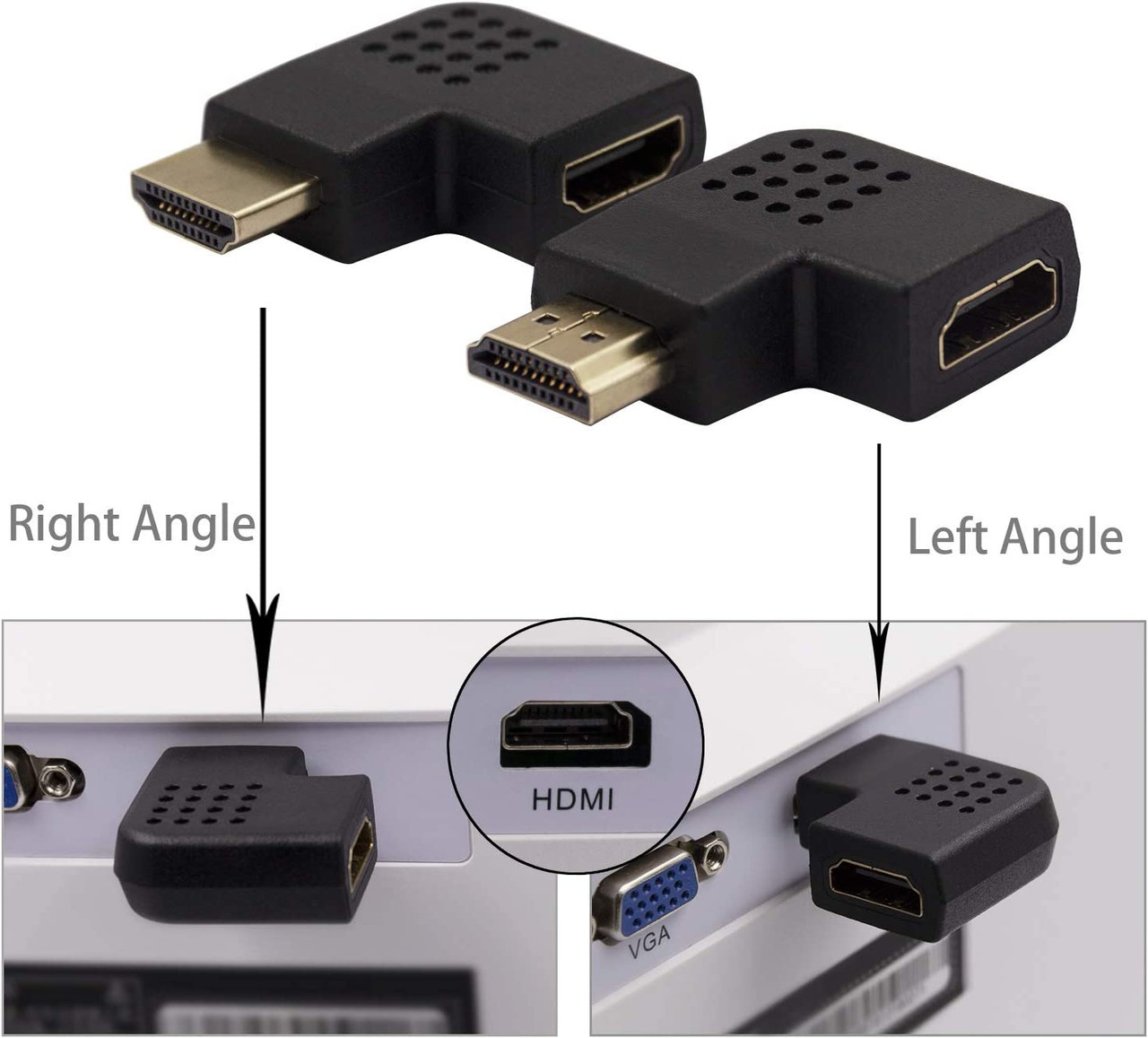 HDMI Male to Female Connector Extender Left Right Elbow Plug 90°Angle Rotate M/F Joiner