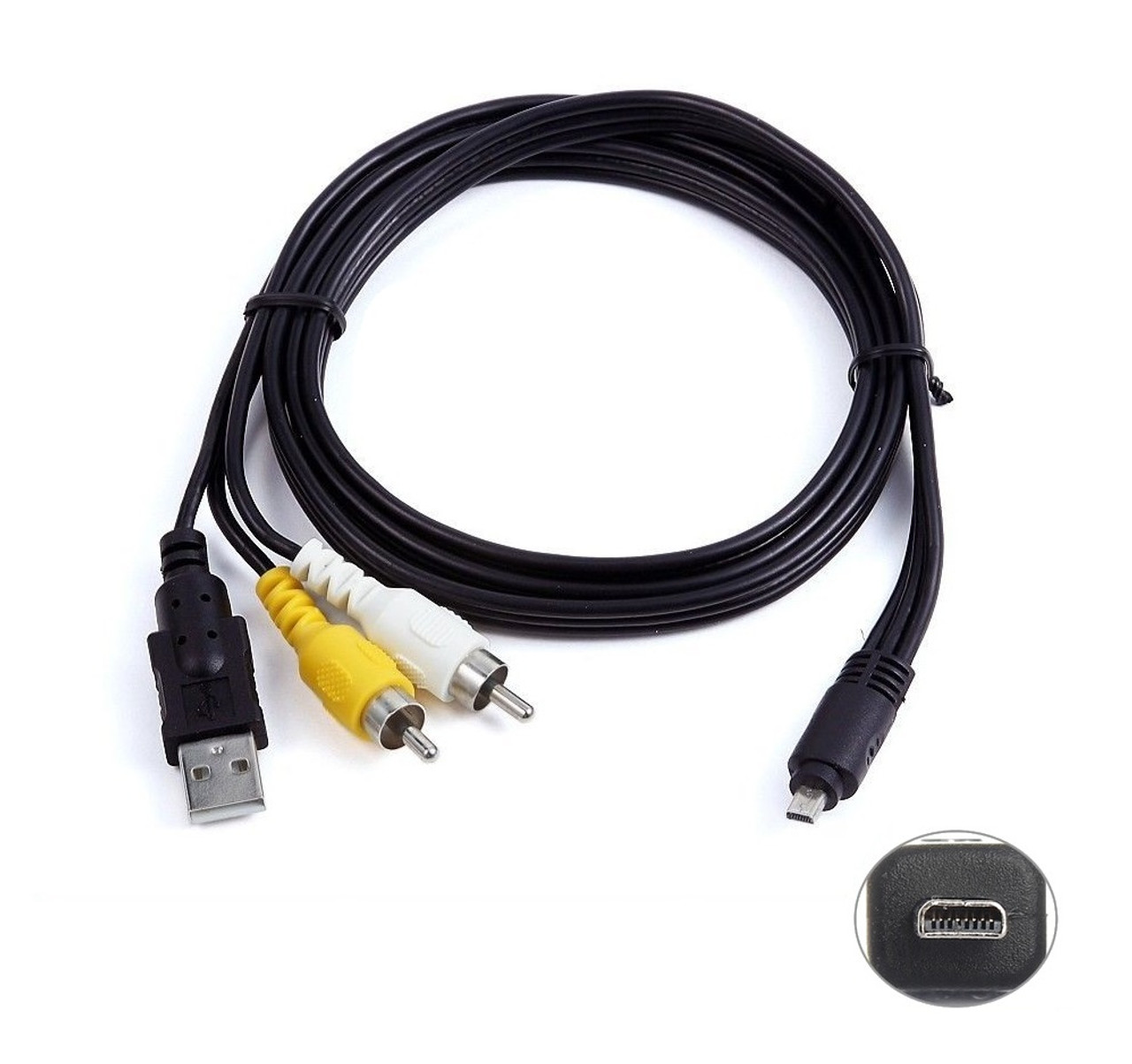 USB AV 3in1 Cable Audio Video Data Sync Power Charging Cord For Sanyo Xacti Sony Cybershot Pentax Optio Digital Cameras
