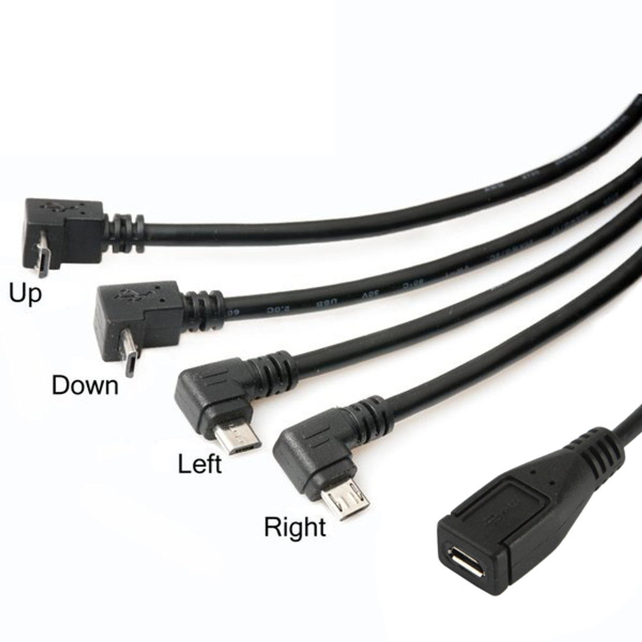 Micro USB Male to Female Extension Cable Elbow Plug Left Right Up Down Angle Extender 25CM