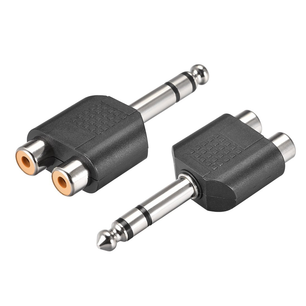 2X 6.35mm 1/4" AUX Male Plug to 2 RCA Female Socket Adapter Y Splitter Converter Connector
