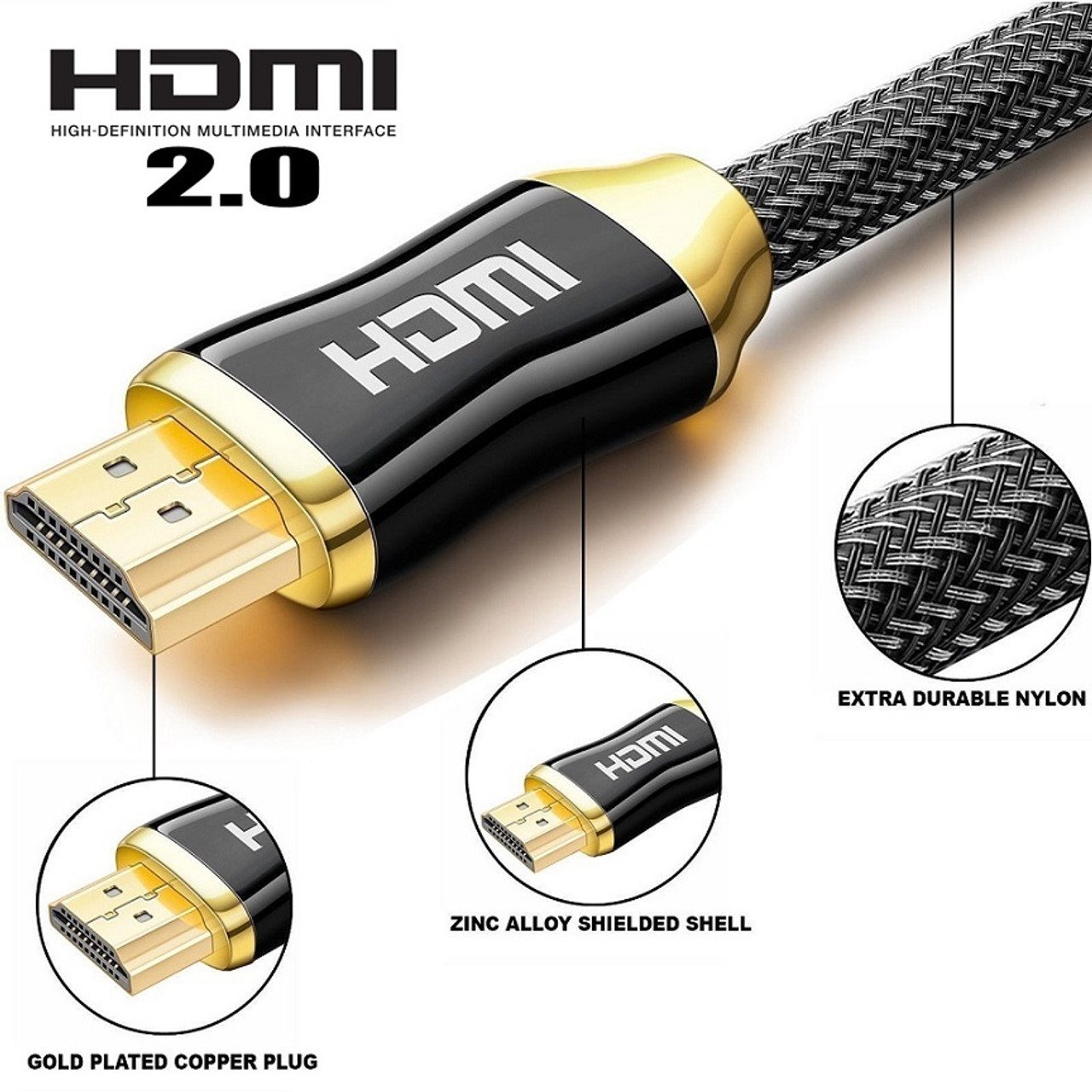 Premium HDMI Cable V2.0 4K Ultra HD 3D High Speed Ethernet ARC HEC 1.5m,  5m, 10m