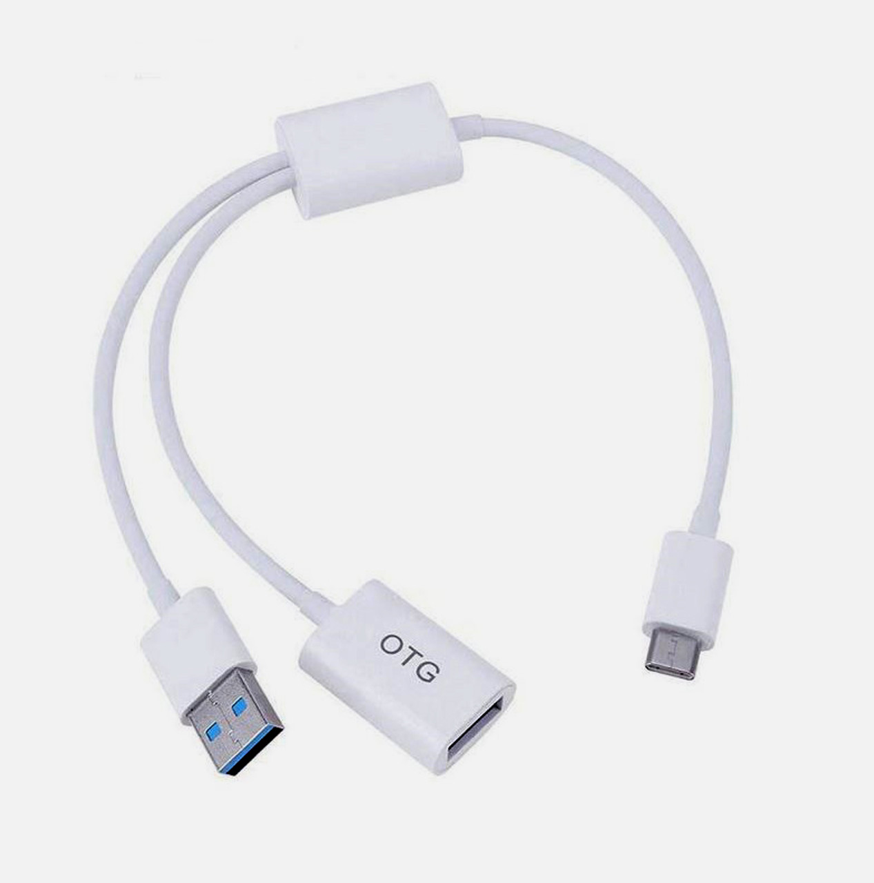 Powered USB-C Male to USB Type-A Female OTG Adapter Cable With USB Power Supply