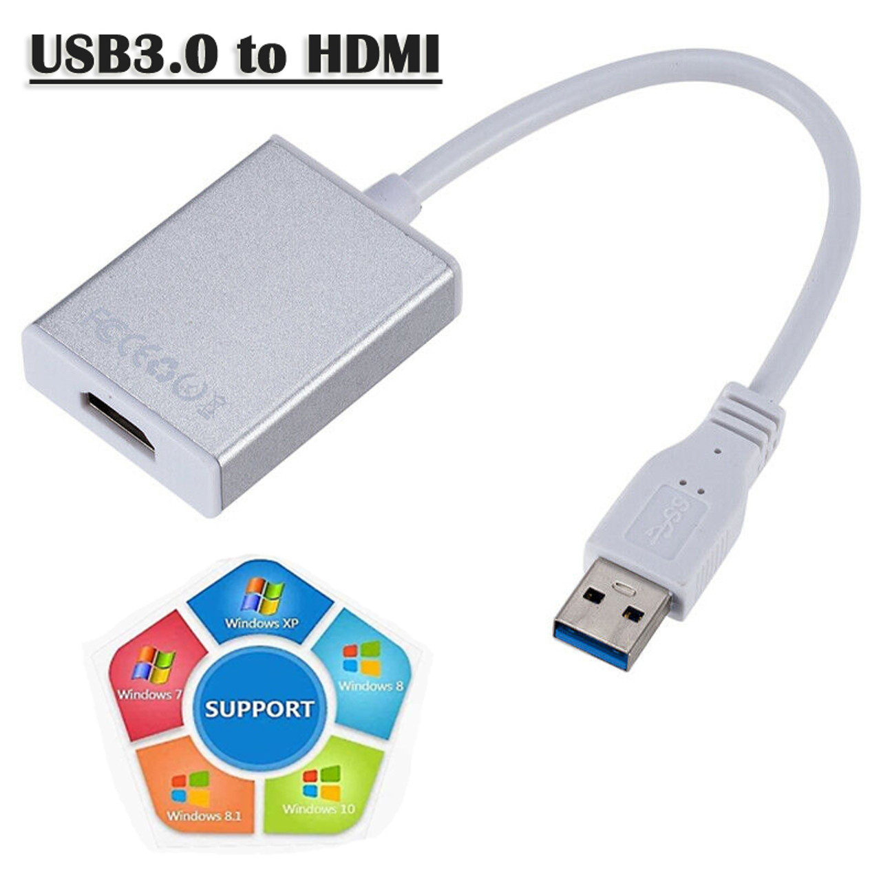 USB 3.0 Male To HDMI Female Adapter Converter Cable Audio Video For Windows 7/8/10 PC 1080P