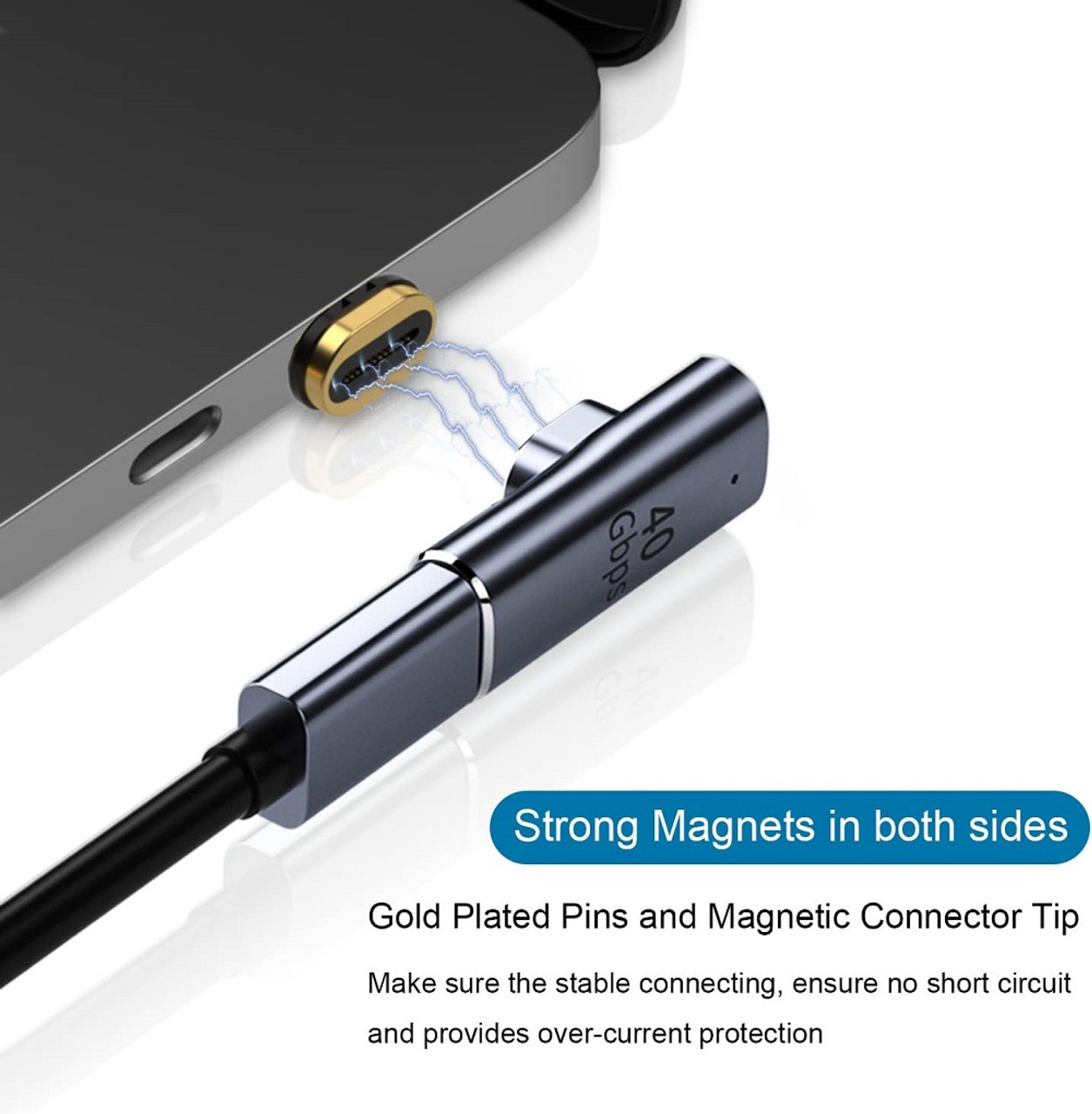 USB-C Magnetic Suction Connector 24Pin USB4.1 Type-C Thunderbolt4 Extender PD 100W Fast Charging 8K 120Hz UltraHD 40Gbps