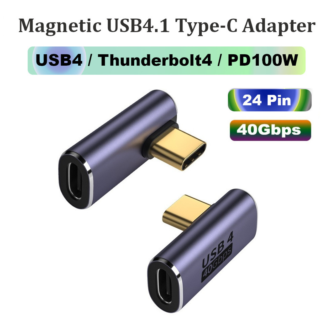 USB-C Magnetic Suction Connector 24Pin USB4.1 Type-C Thunderbolt4 Extender PD 100W Fast Charging 8K 120Hz UltraHD 40Gbps