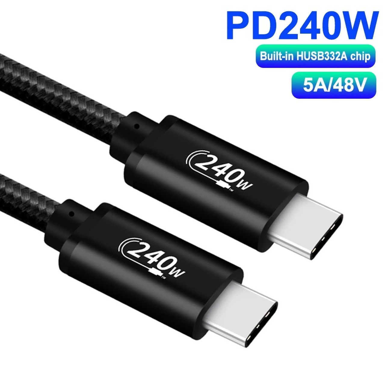 USB Type-C Male to Male Cable 48V 5A Super Fast Charging PD 240W Power Delivery