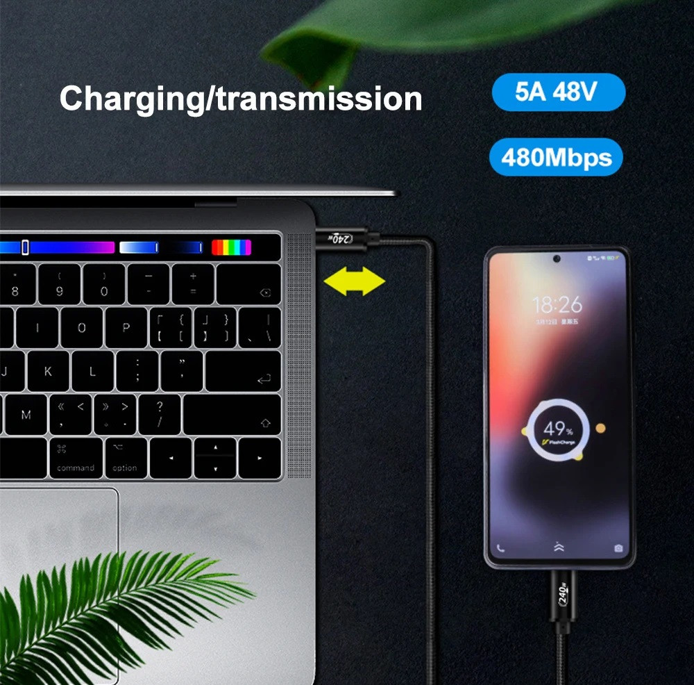 MINSLIS USB C To USB C Cable [6.6ft], DC03 LED Display 140W/5A PD Fast Charging USB C Charger Cable, Nylon Braided Type C Cable For IPhone 16/15 Pro