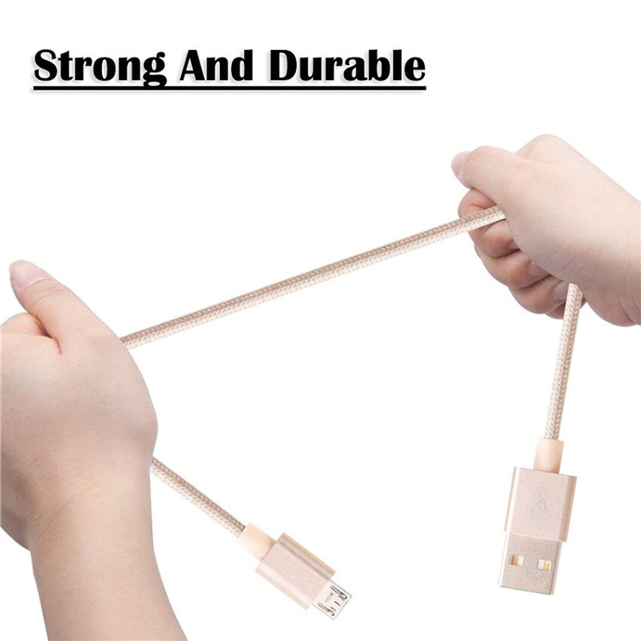 Universal Micro USB Adapter Cable Data Sync Power Supply Fast Charging Braided Cord 2M For Mobile Phone Tablet