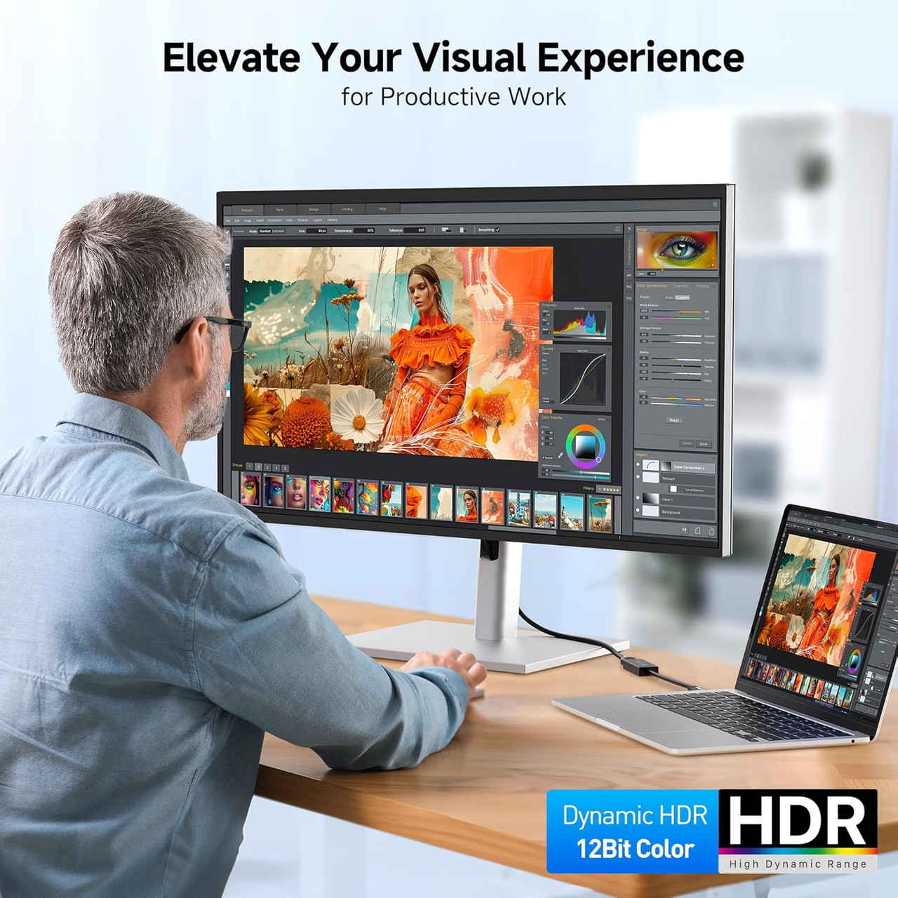 Mini DisplayPort to HDMI 2.1 Adapter Cable 8K UHD Supports Multi Screens HDR UltraHD