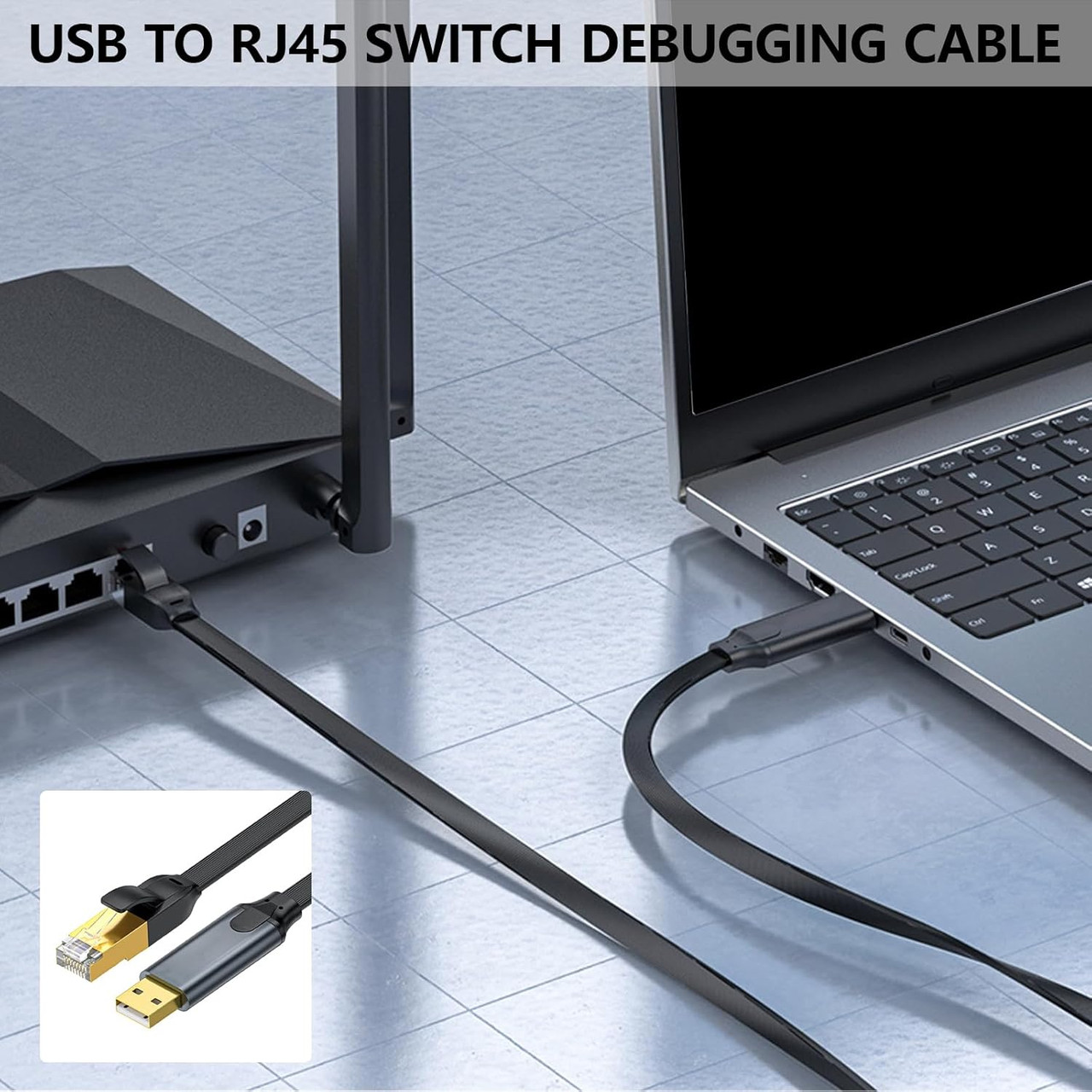 JH Premium USB to Rj45 Console Cable Rollover Debug Cord For Network Switch Router