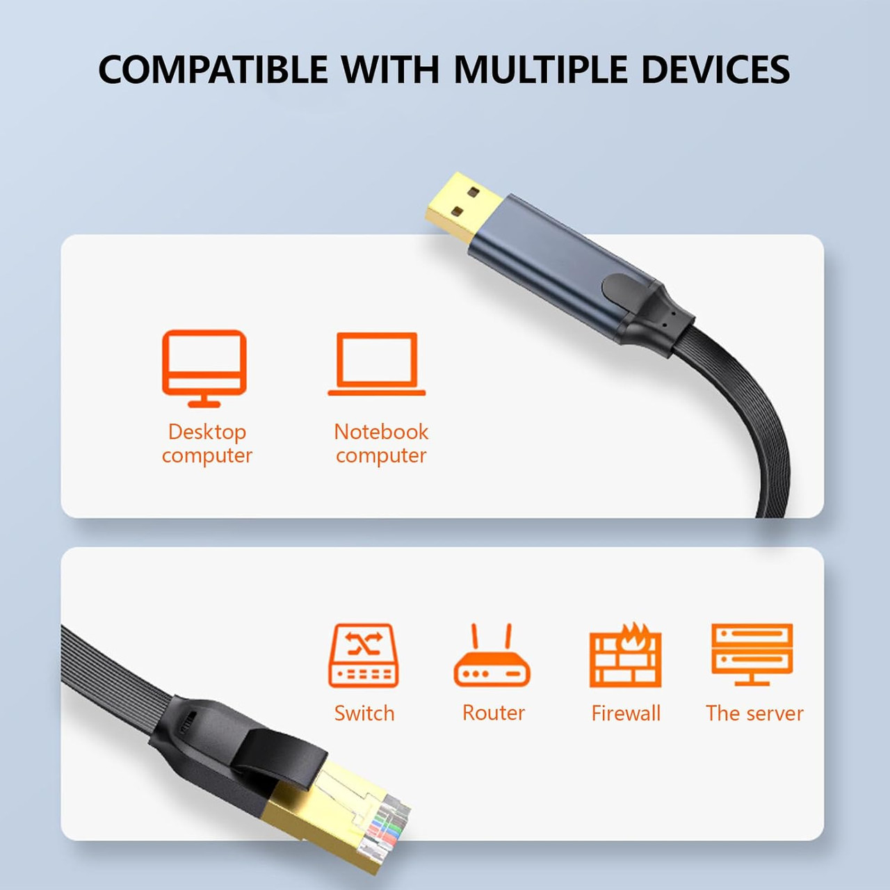 JH Premium USB to Rj45 Console Cable Rollover Debug Cord For Network Switch Router