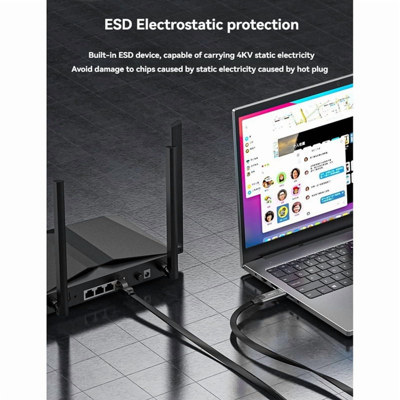 JH Premium USB to Rj45 Console Cable Rollover Debug Cord For Network Switch Router