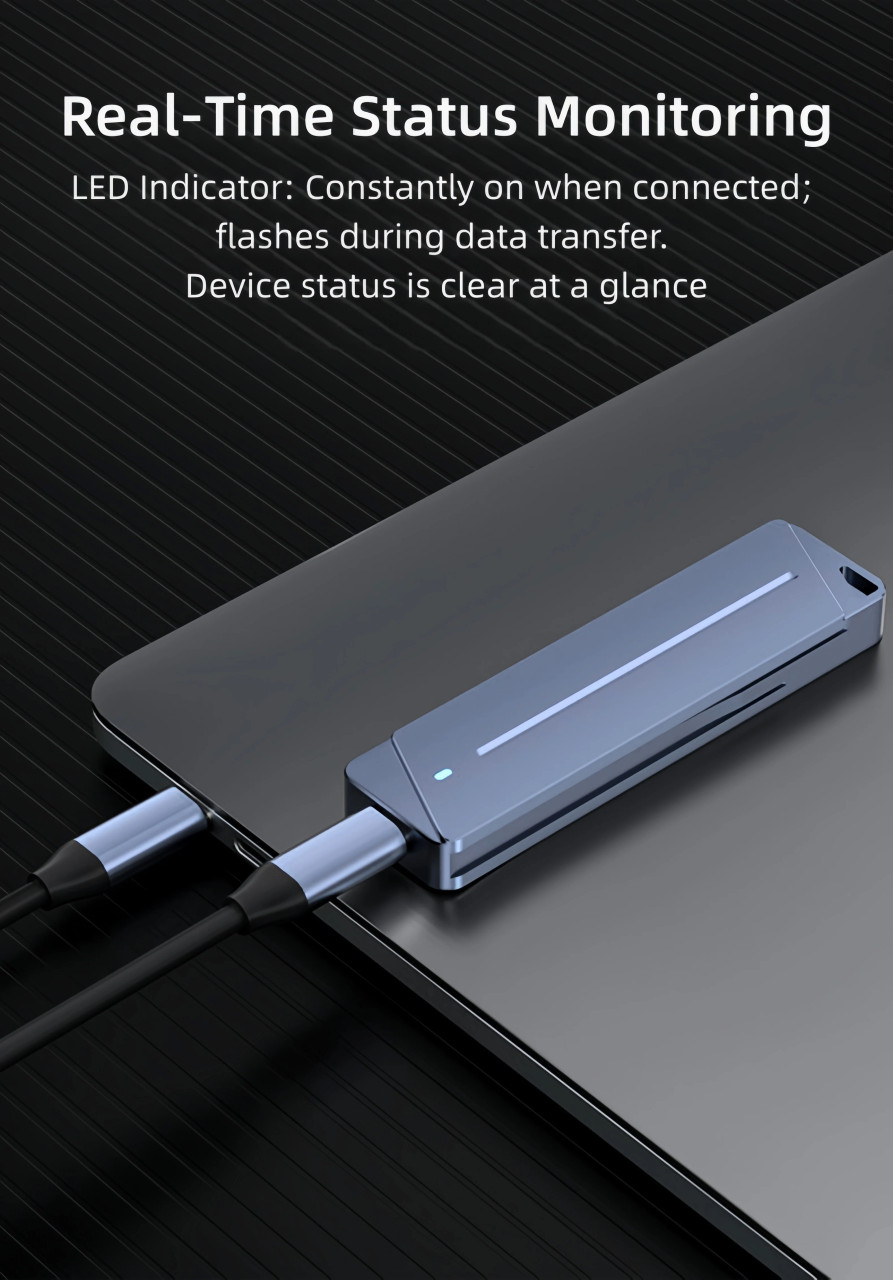 M.2 NVMe SATA SSD Enclosure Case 10Gbps USB-C 3.2 USB Type-C Gen 2 Dual Protocol Reader Premium Metal
