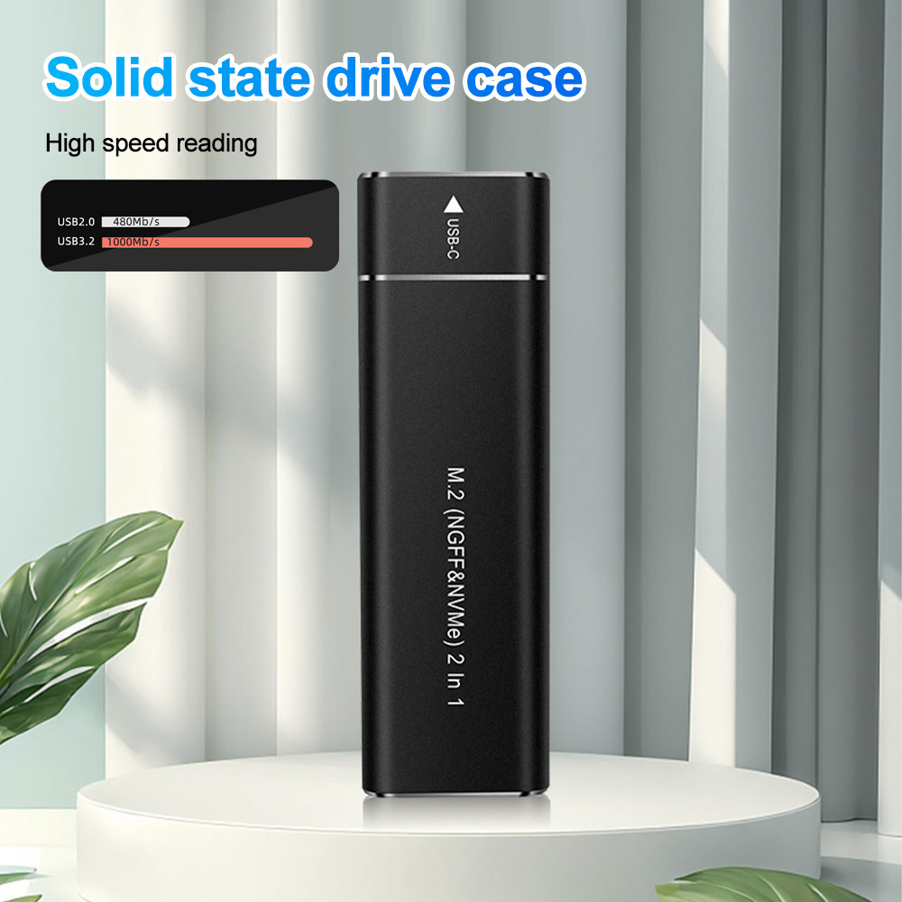 M2 SSD Case M.2 NVMe SATA Enclosure Adapter 10Gbps USB 3.2 Type-C Dual Protocol Black Silver