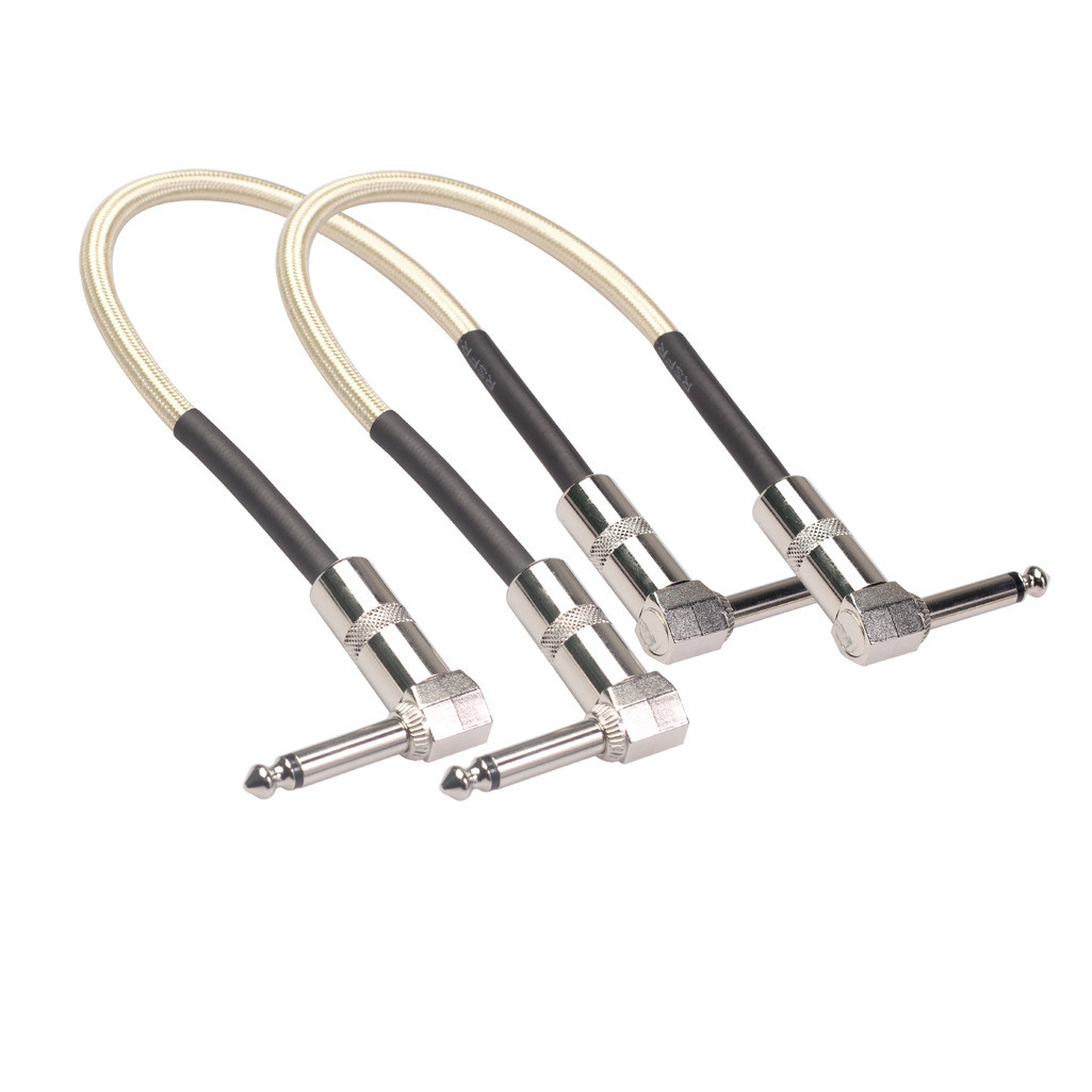 Gold Plated Double 90° Right Angle Guitar Effect Cable Single Block Pedal 6.35mm Connector