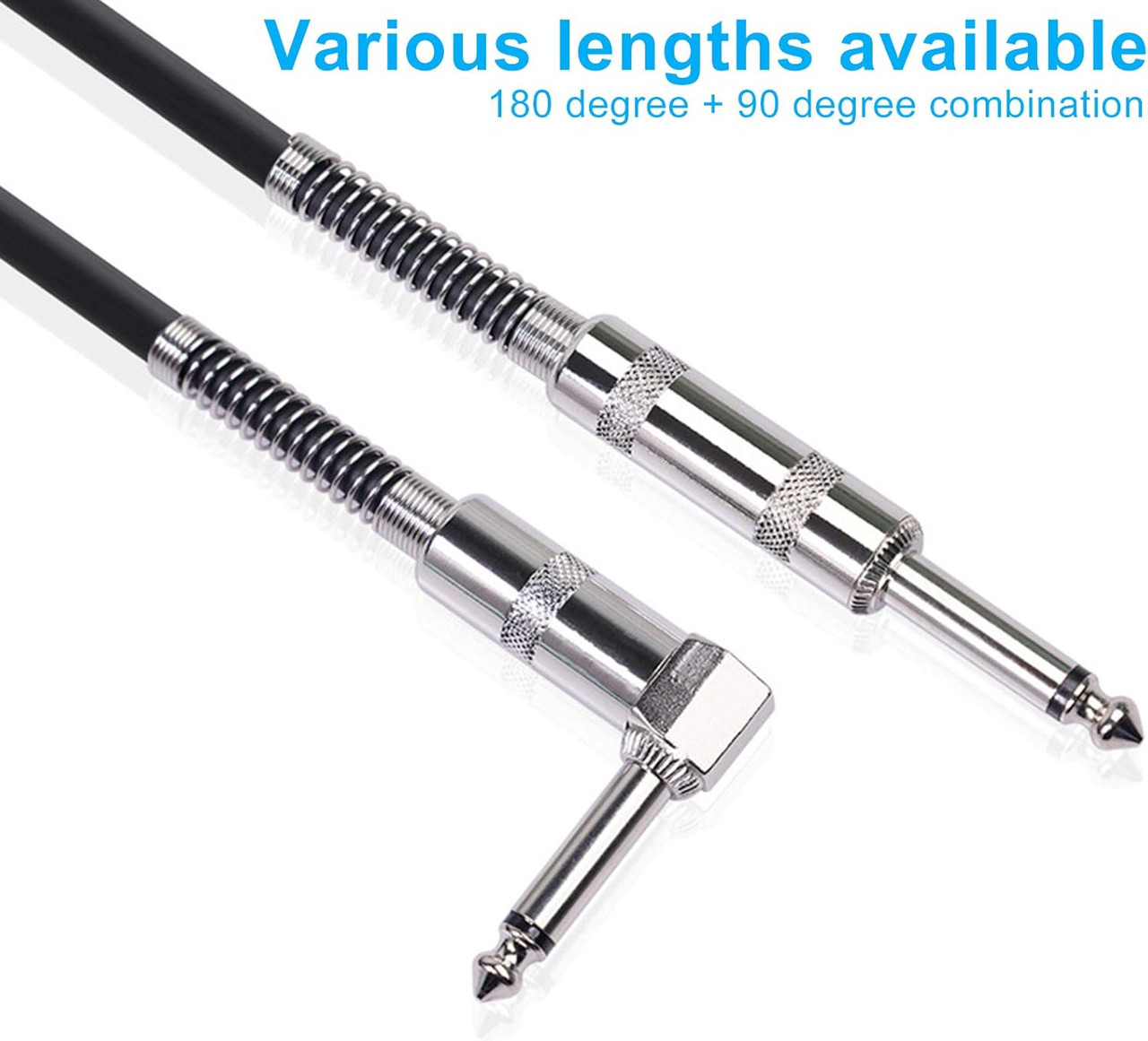 6.35mm Male to 90° Elbow Plug Male Up Down Angle Plug Cable Audio Jack Cord For Bass Drums Guitar 6.5mm Instruments