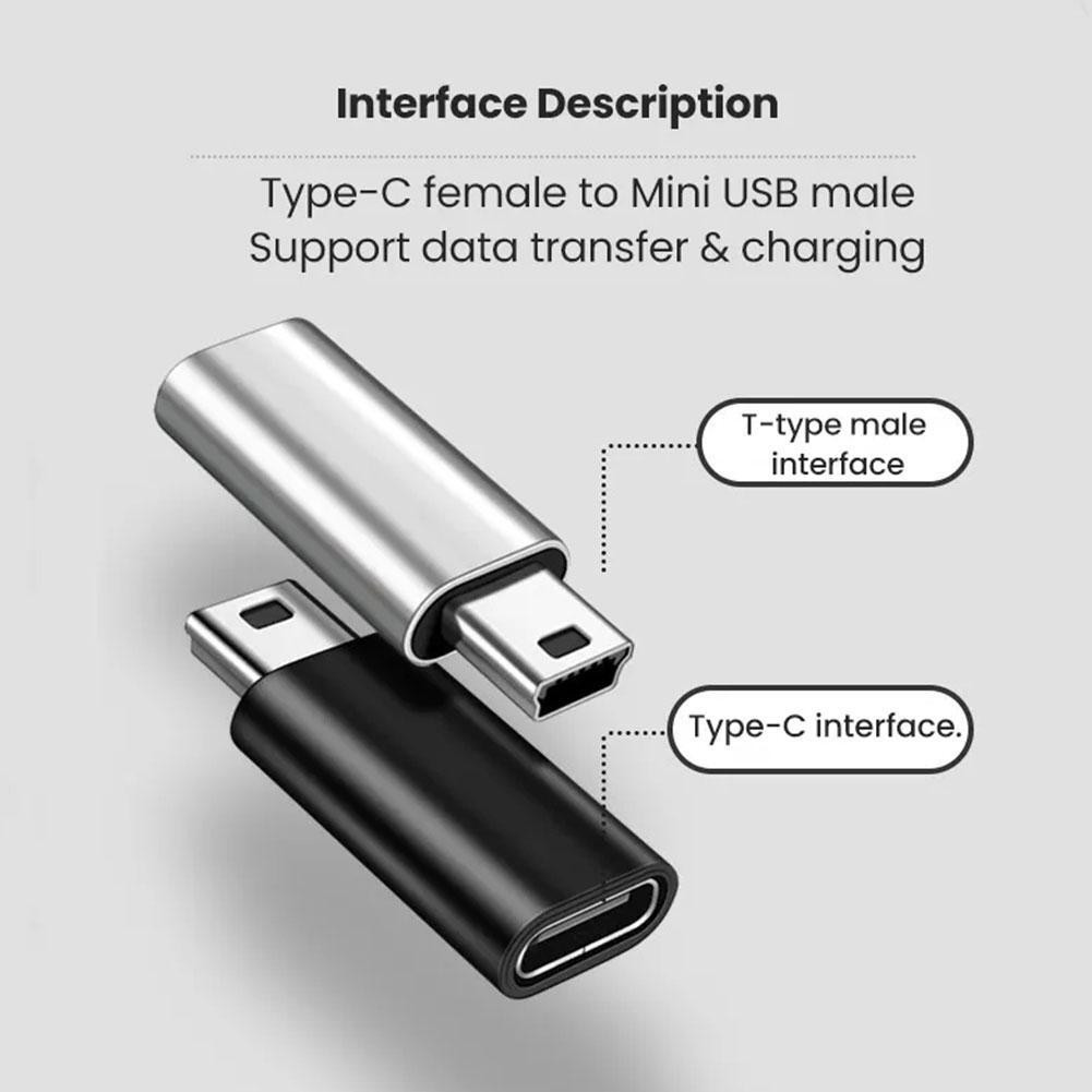 Mini USB 2.0 Male to USB Type-C (USB-C) Female Converter Adapter Connector For Data Sync Power Supply Charger