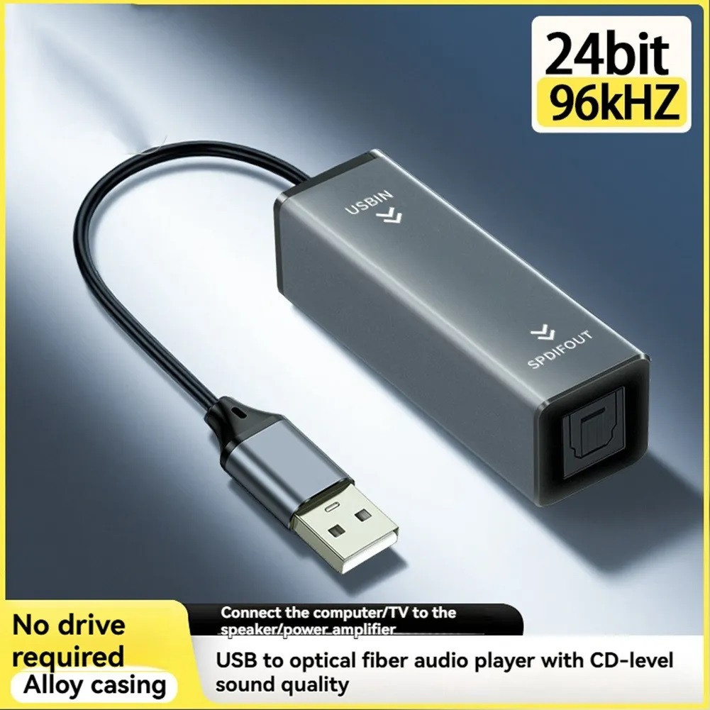 Premium USB Type-A to TOSLINK Optical Fiber Audio Adapter USB to SPDIF Converter