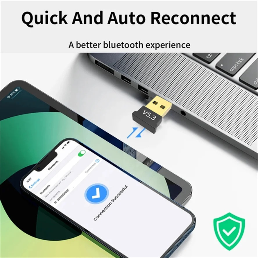 V5.3 Bluetooth USB Adapter Dongle Wireless Receiver for Windows Computer PC Laptop PS3 Xbox One Supports Mouse Keyboard Speaker Headset