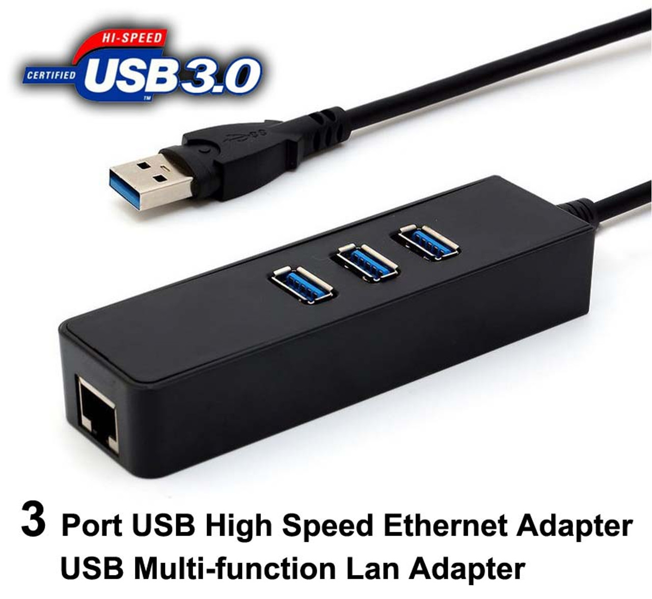 USB 3.0 HUB 3-Port High Speed With RJ45 Gigabit Ethernet Lan Adapter 1000Mbps