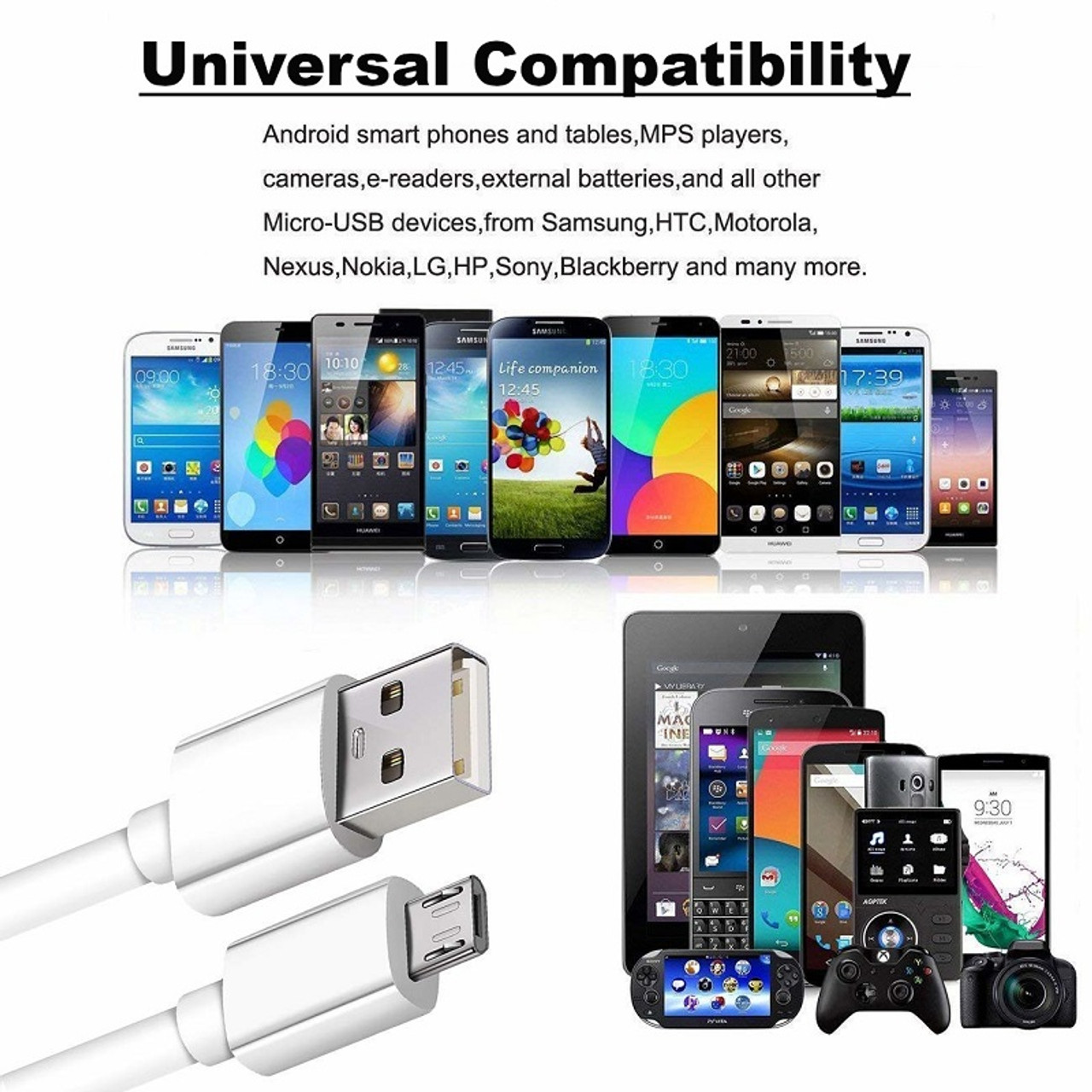 Premium 2A Fast Charging Micro USB 5-pin Adapter Cable Charger Cord For Oppo R11 Plus R11s F11 F9 Pro F7 F5 A3s A12 A12e A7 A31 A71 A83