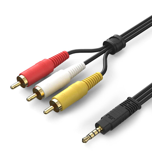 JSJ 2.5mm Male to 3RCA Male Adapter Cable 1.8M 3 RCA Plug M/M Cord Premium Gold Plated For Stereo Audio Video AV DVD Player HDTV HD Camcorder